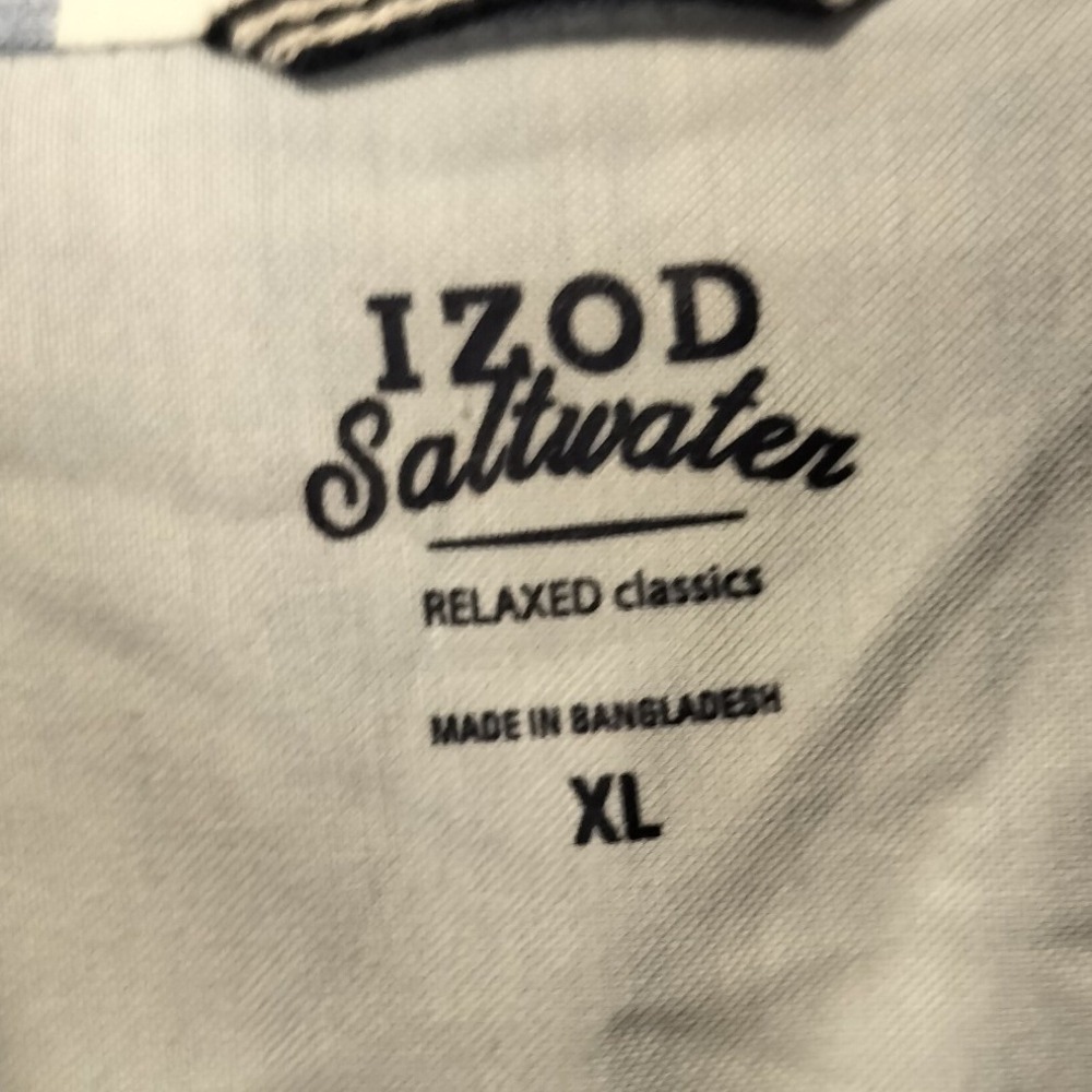IZOD Saltwater Newport Oxford Relaxed Fit Plaid Button Down Shirt Mens XL - Picture 3 of 6